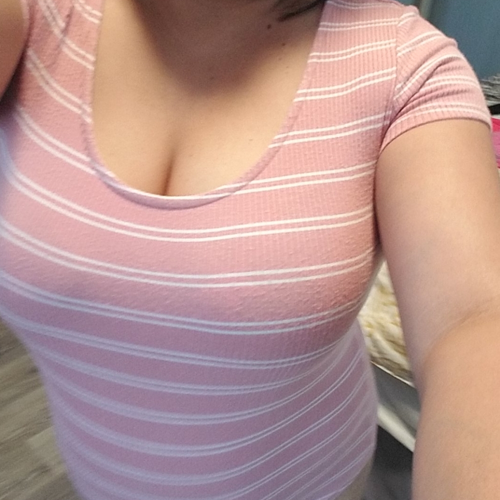 Striped button doen onesie